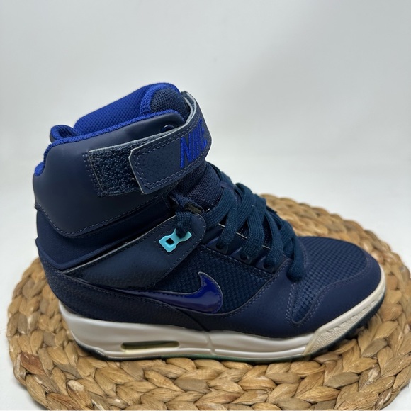 NIKE Air Revolution Sky Hi Wedge Sneakers Blue Size 8 Women's - Picture 1 of 10